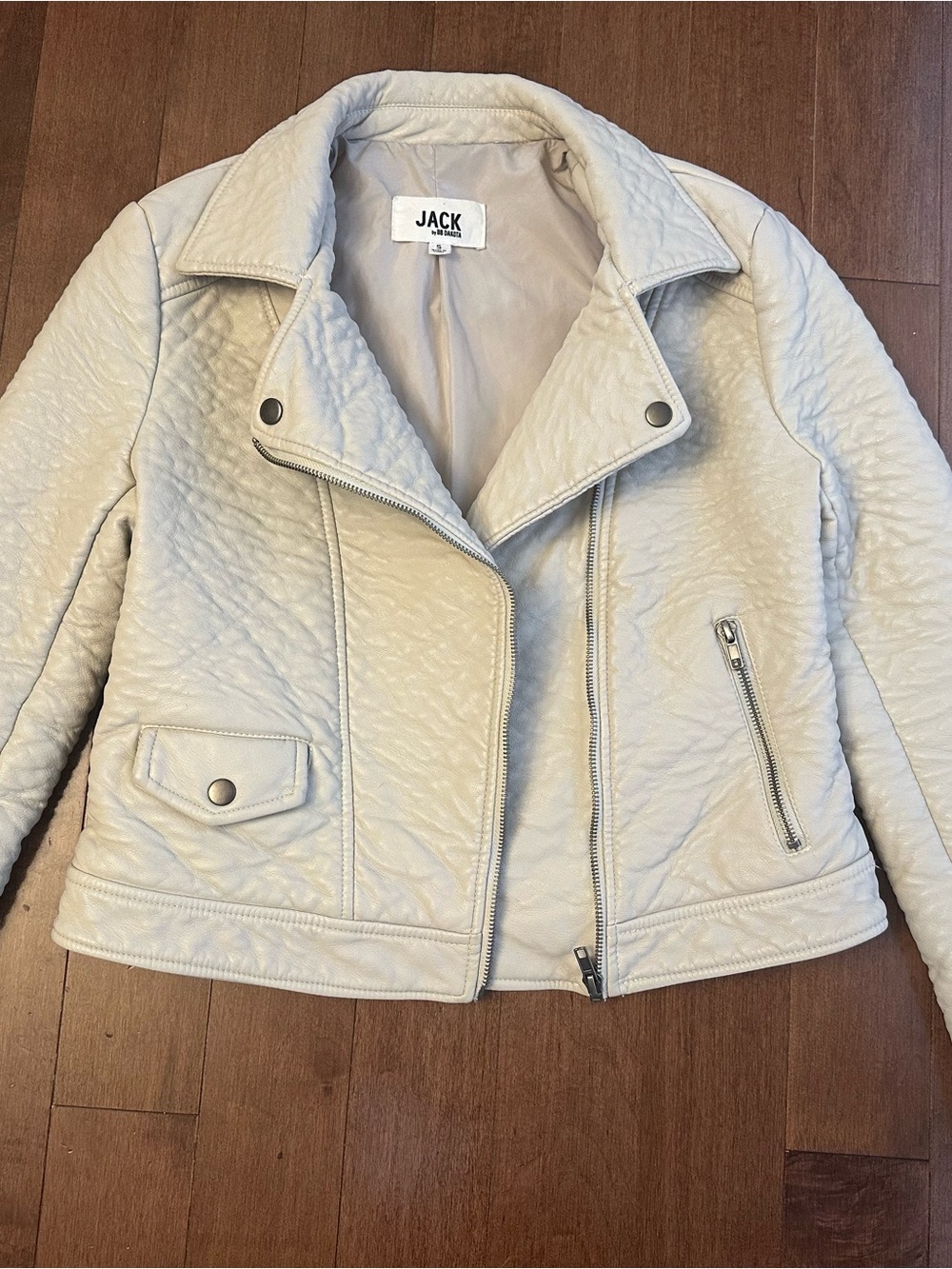 Jack by BB Dakota Off-White Vegan Leather Moto Jacket